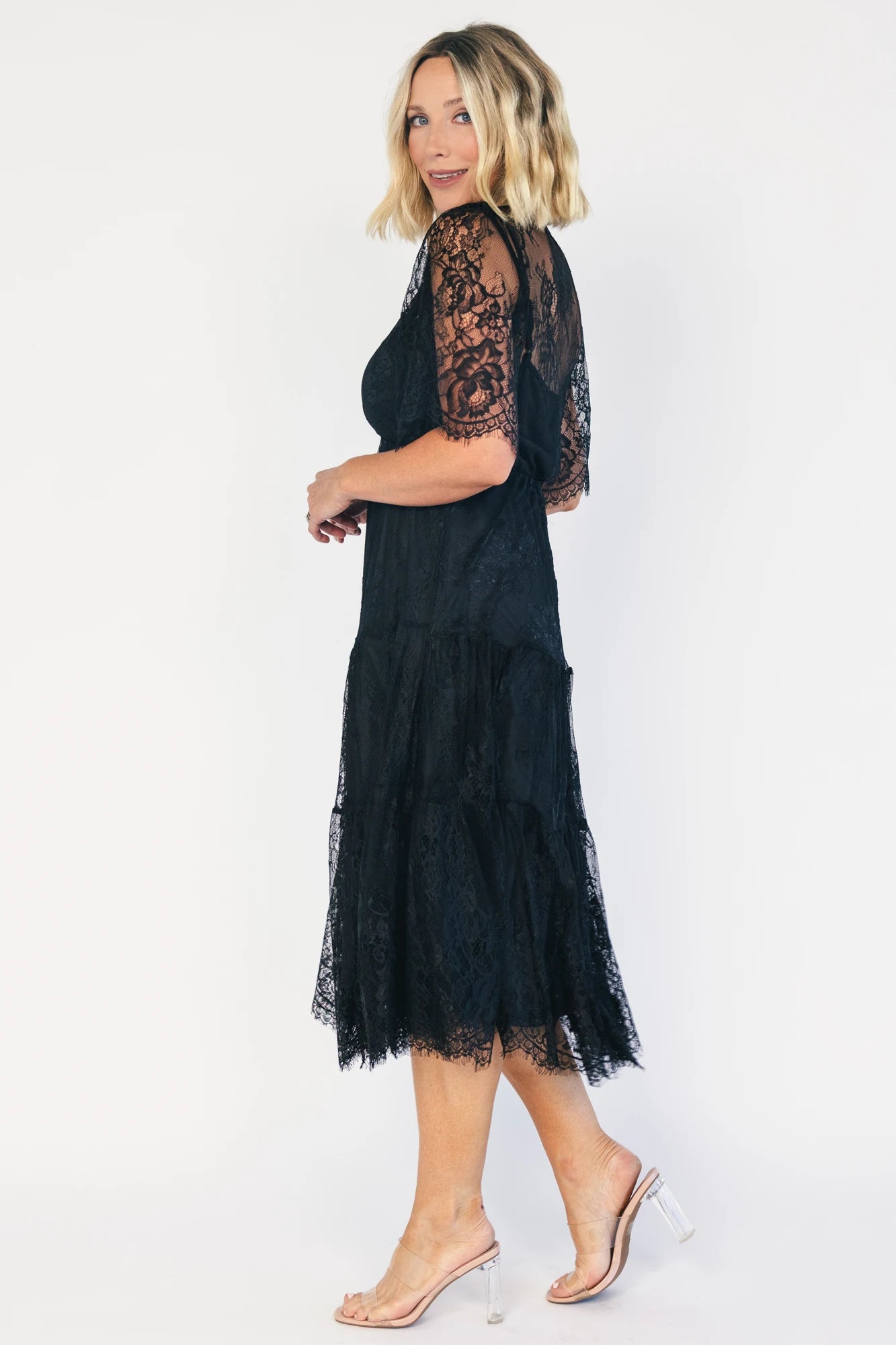 Brittany Lace Midi Dress | Black