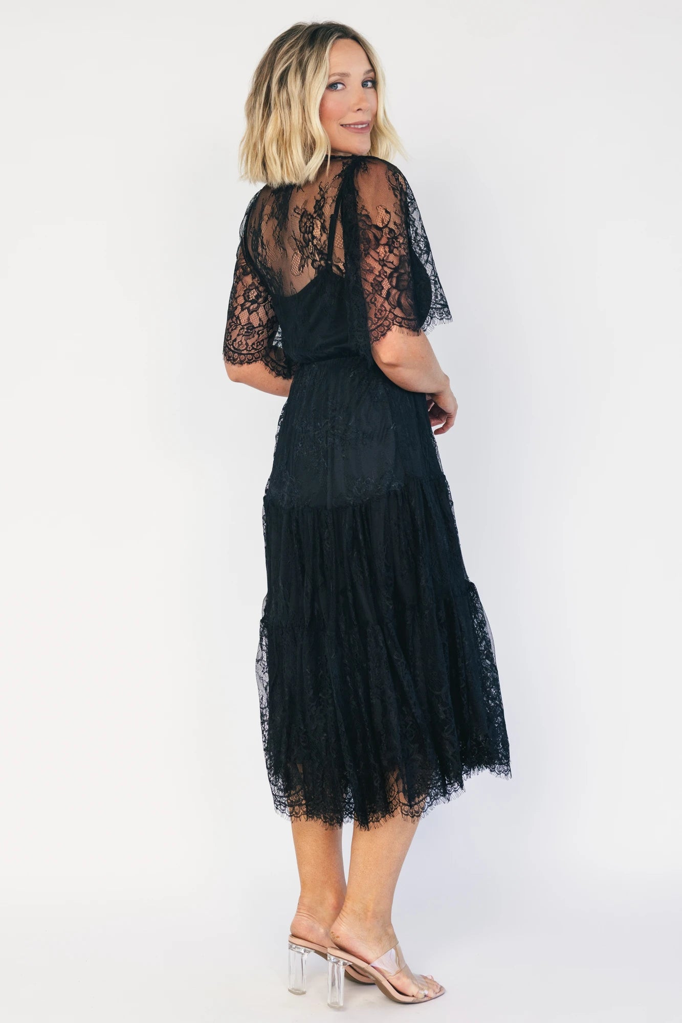 Brittany Lace Midi Dress | Black