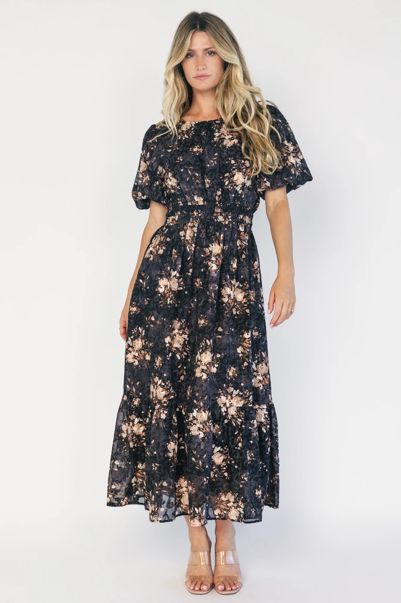 Crestwood Midi Dress | Black + Tan Floral