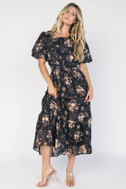 Crestwood Midi Dress | Black + Tan Floral
