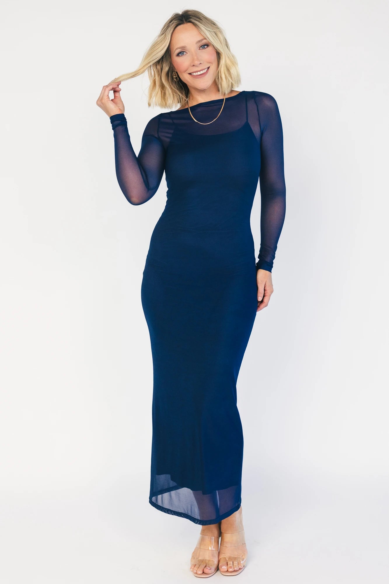 Darya Mesh Midi Dress | Navy