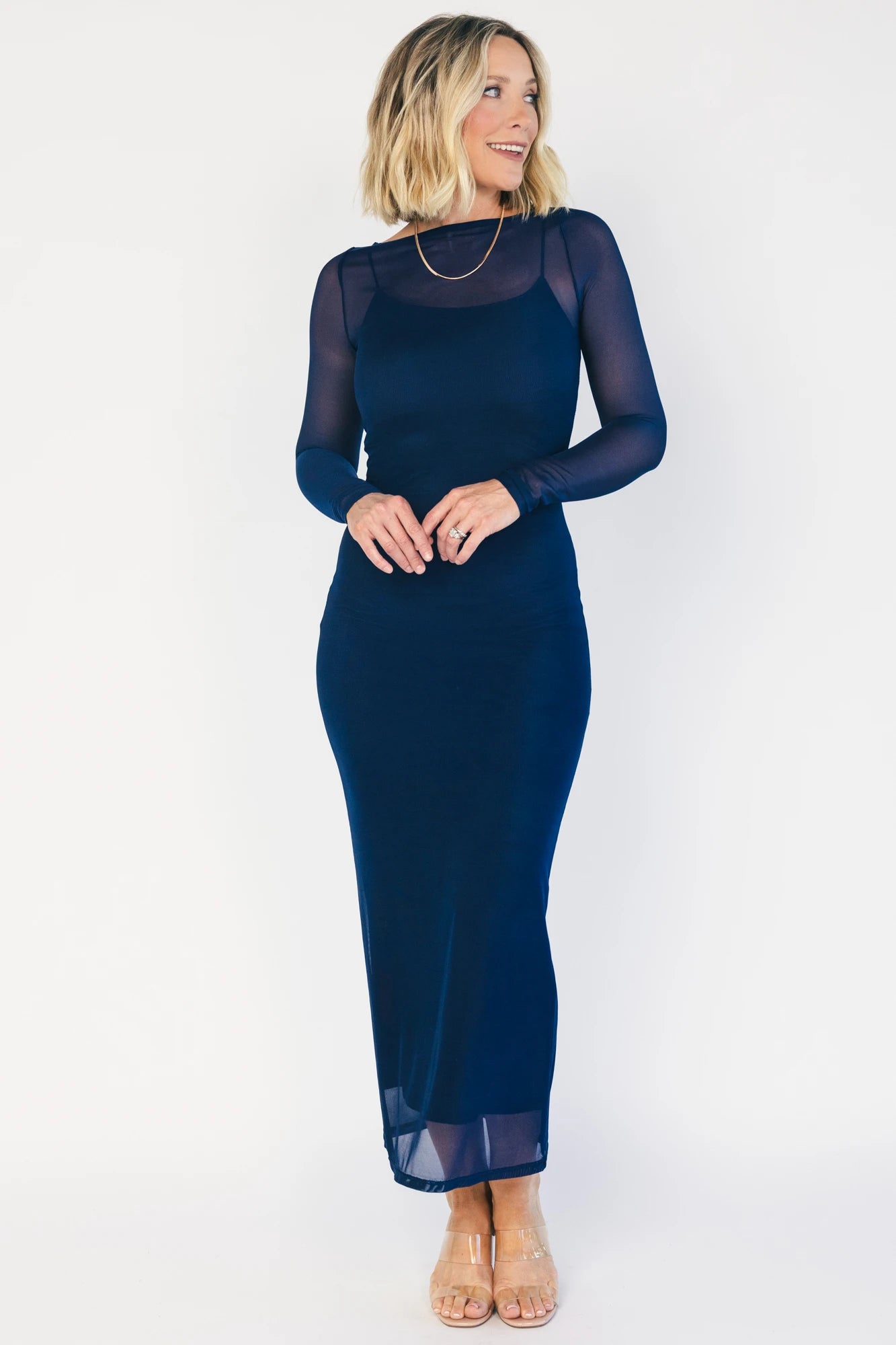 Darya Mesh Midi Dress | Navy