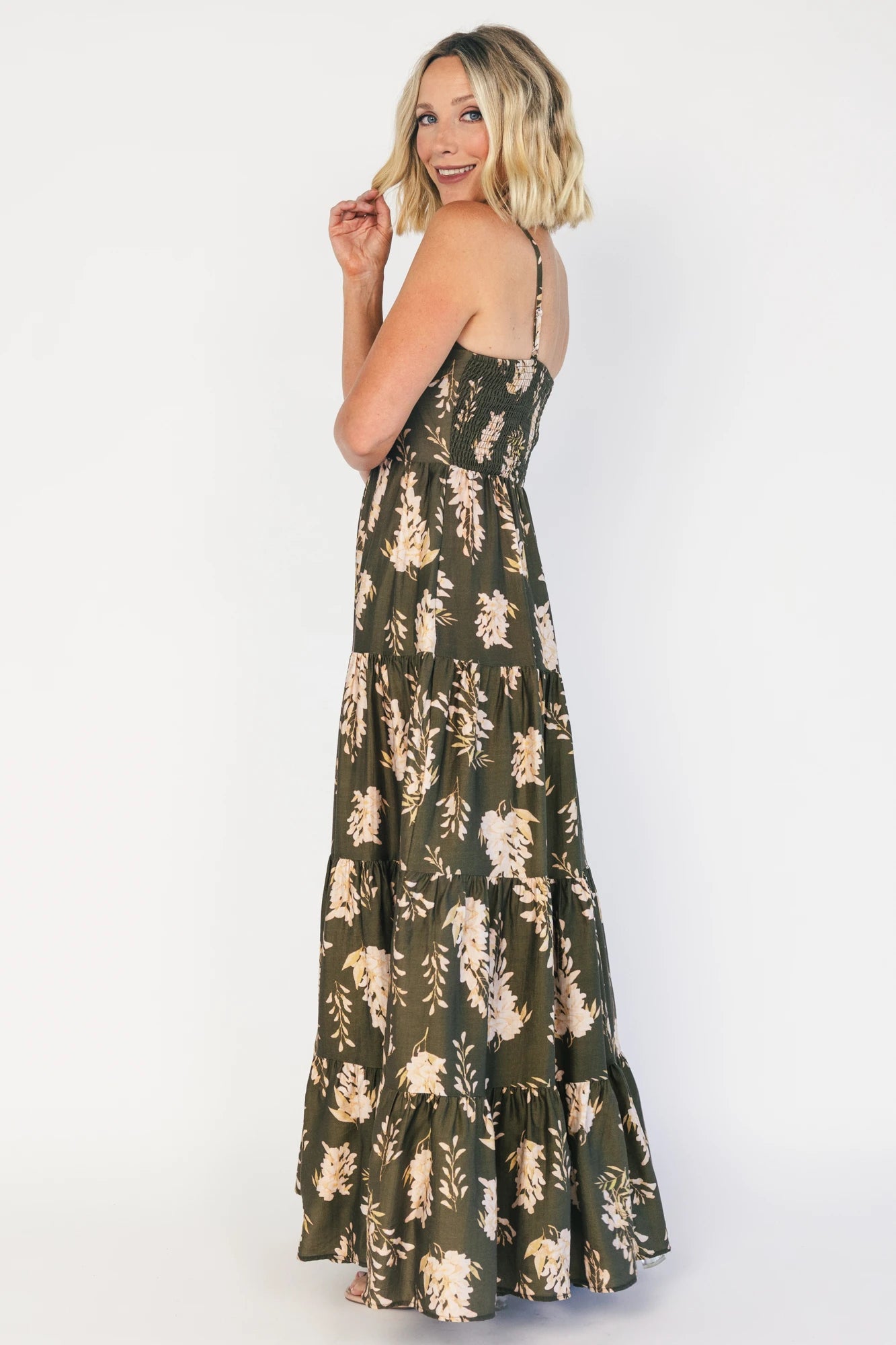 Silvia Tiered Maxi Dress | Olive + Blush