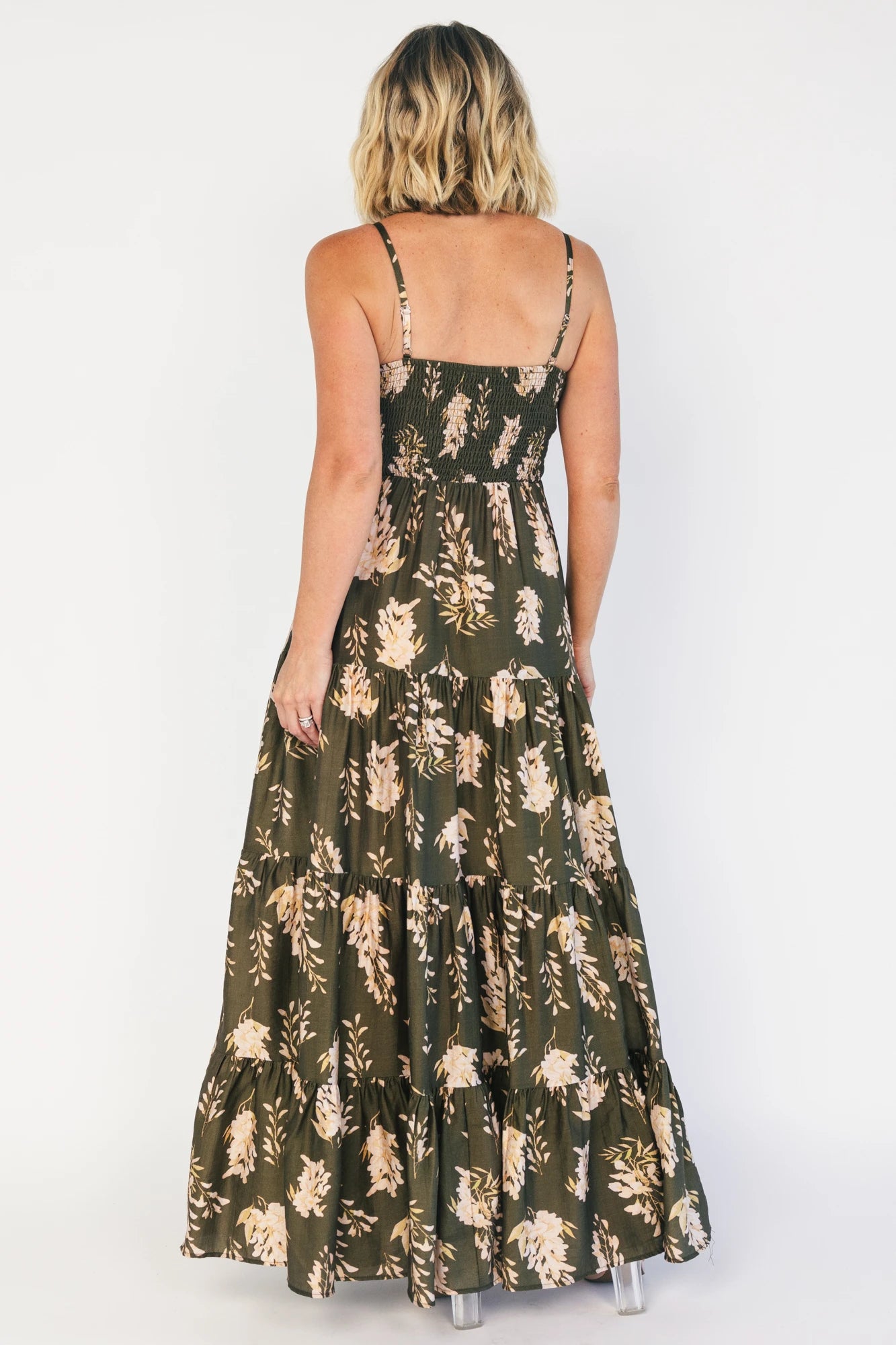 Silvia Tiered Maxi Dress | Olive + Blush
