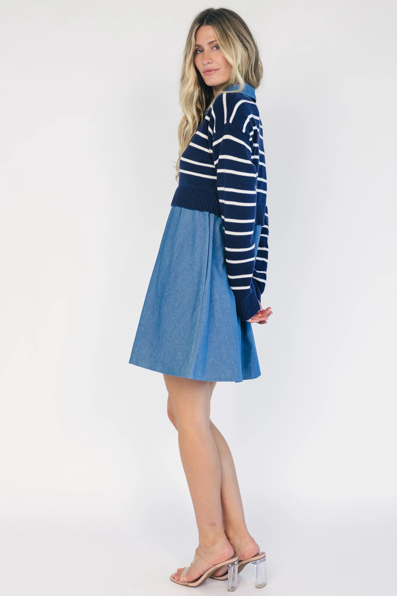 Nicole Striped Sweater Dress | Navy