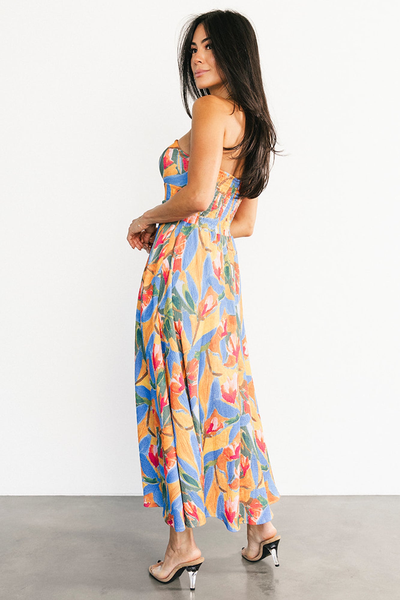 Solana Strapless Midi Dress | Blue Multi