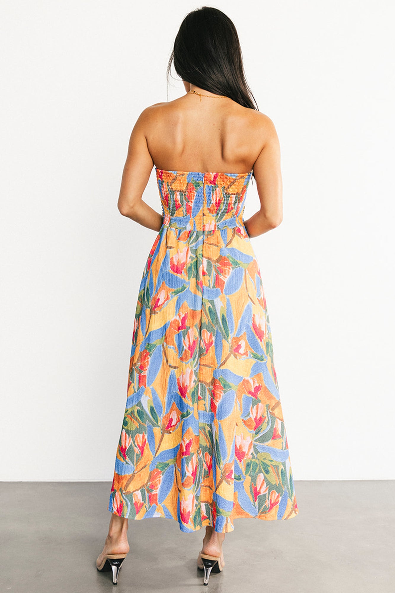 Solana Strapless Midi Dress | Blue Multi