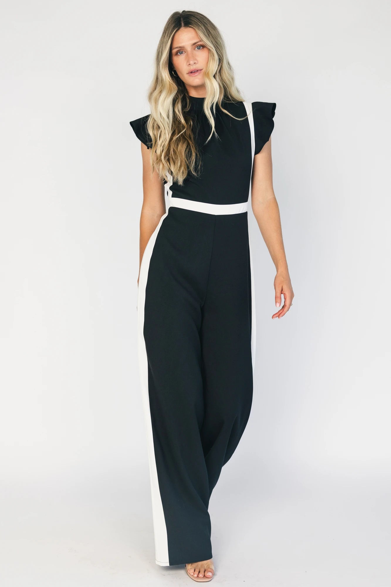 Lumina Ruffle Jumpsuit | Black + Ivory