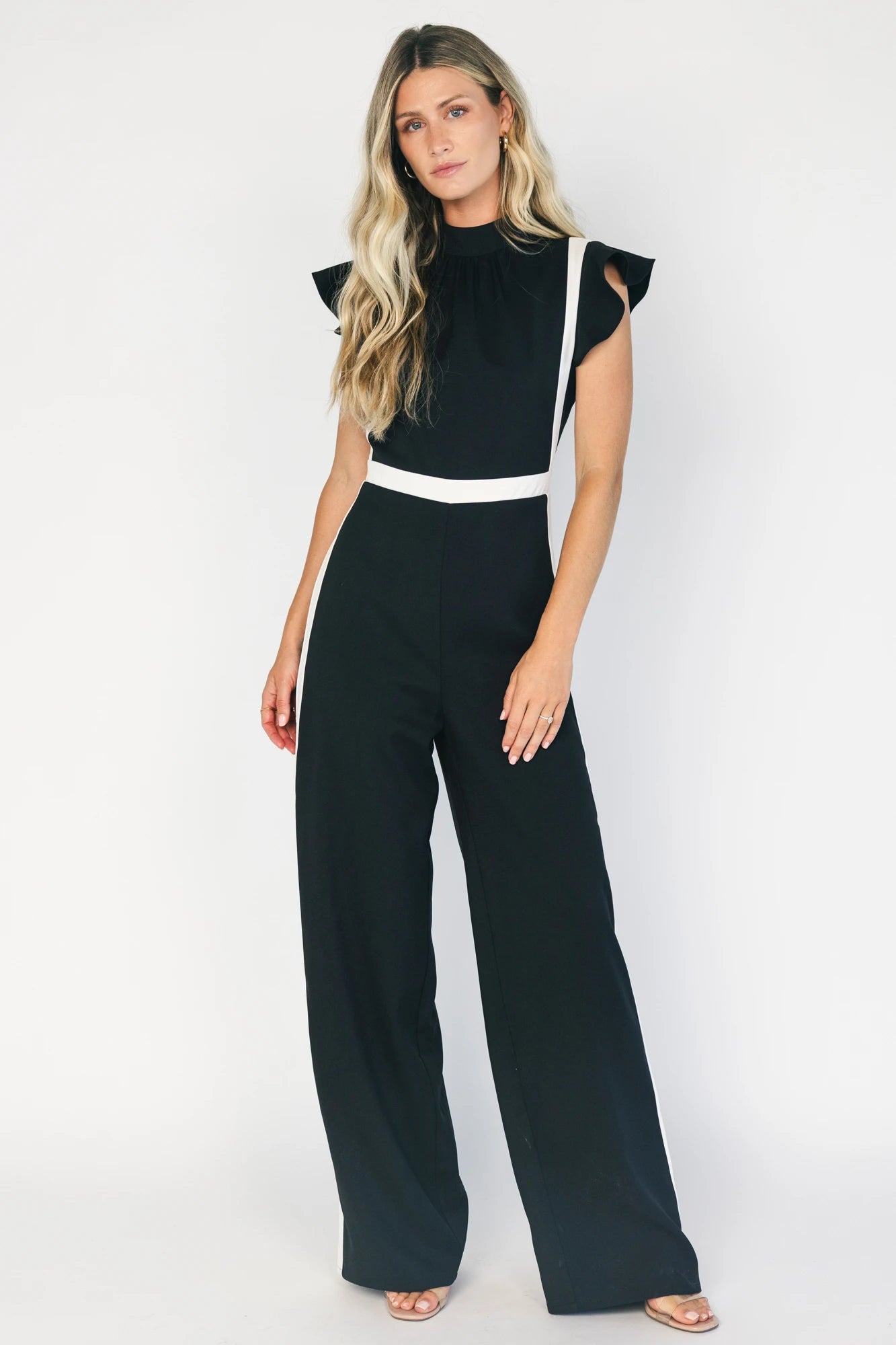 Lumina Ruffle Jumpsuit | Black + Ivory