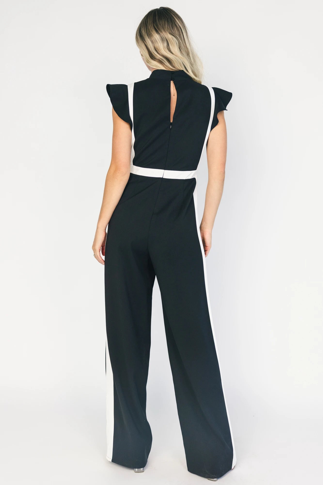 Lumina Ruffle Jumpsuit | Black + Ivory