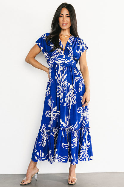 Rosa Midi Dress | Cobalt Print