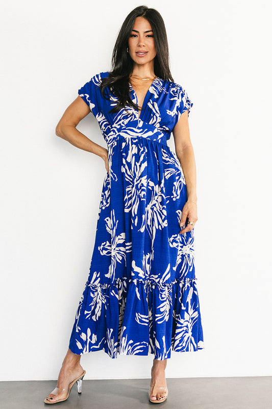 Rosa Midi Dress | Cobalt Print