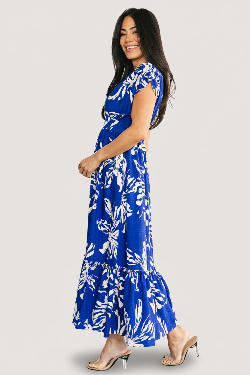 Rosa Midi Dress | Cobalt Print
