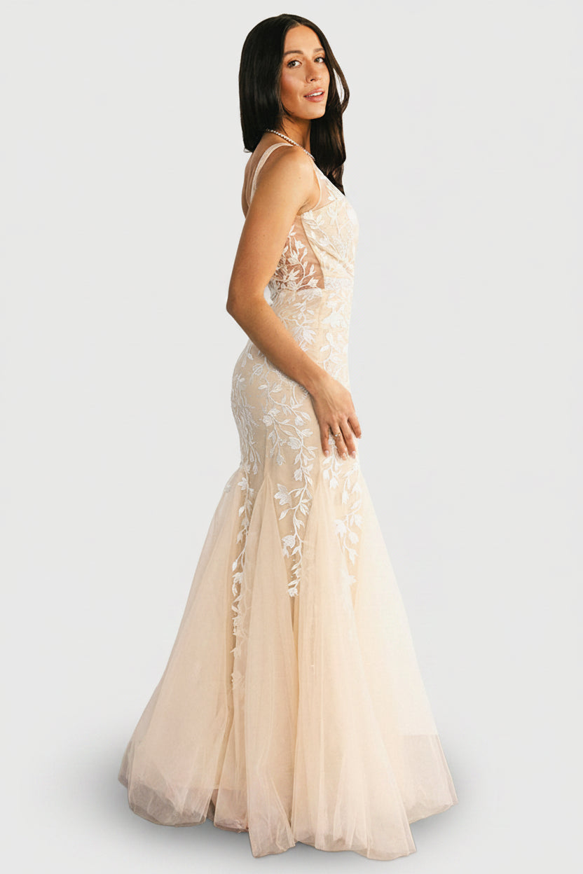 Baltic Born Womens Fleurette Bridal Gown | Beige + Ivory | Size: Small