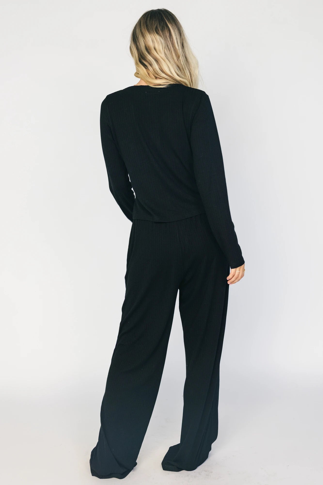 Rubi Soft Ribbed Pajama Set | Black
