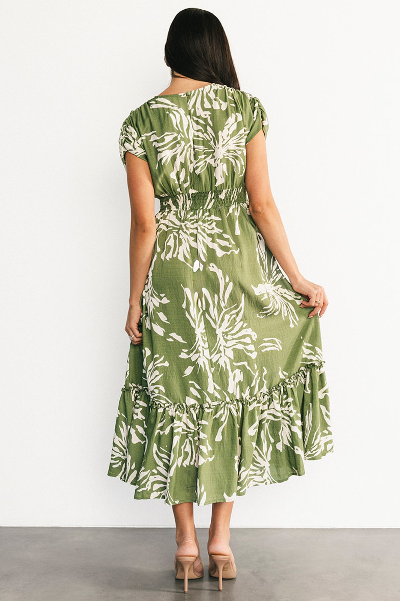 Rosa Midi Dress | Green Print