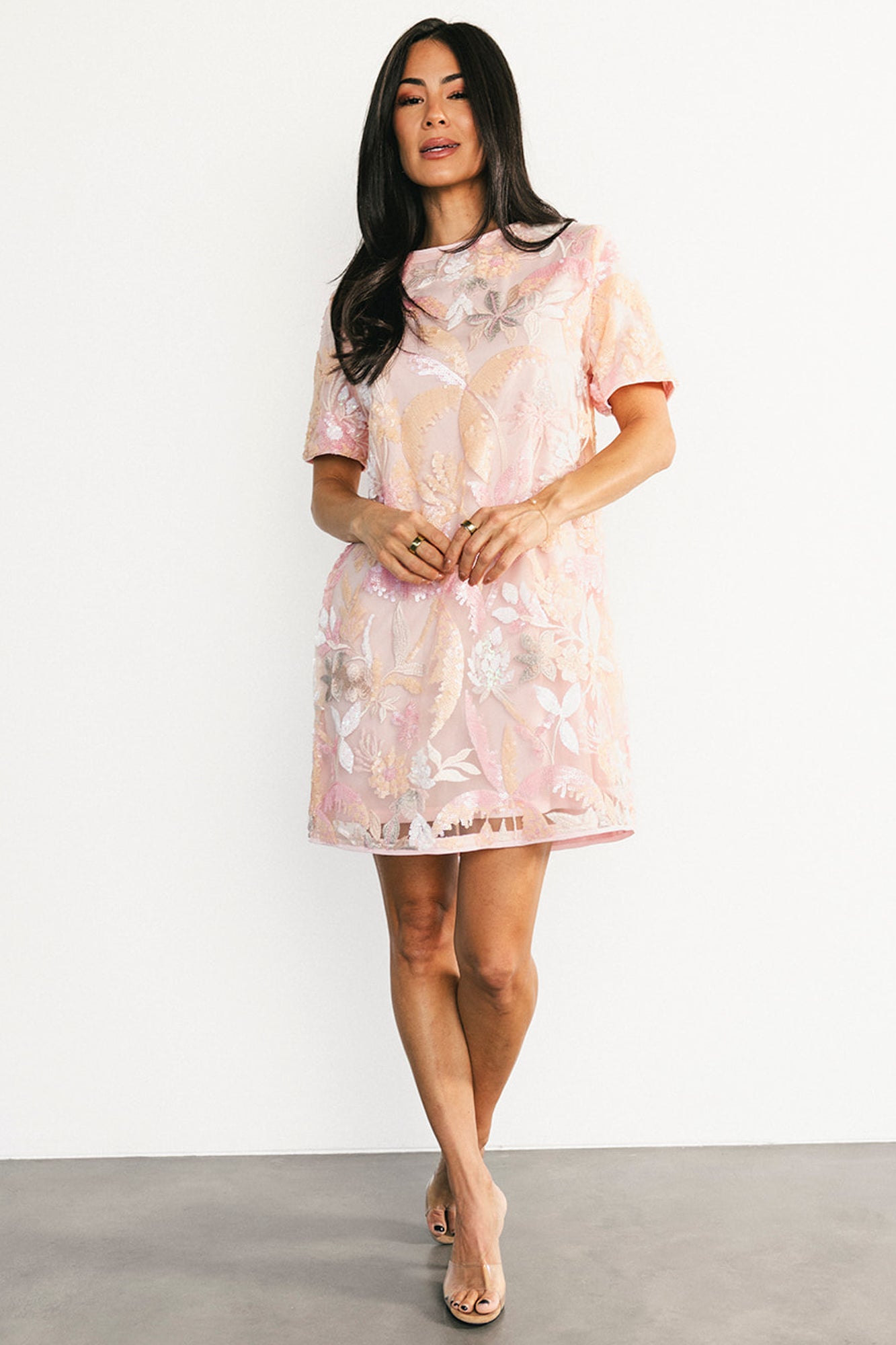 Patricia Sequin Short Dress | Blush