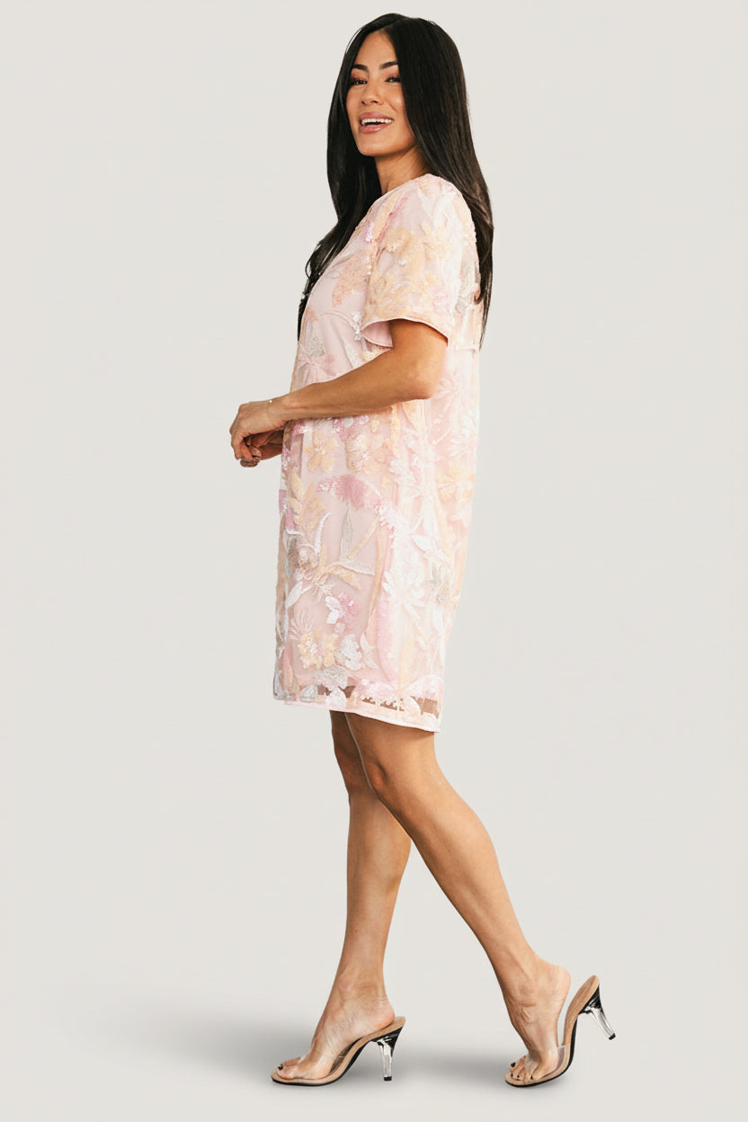 Patricia Sequin Short Dress | Blush