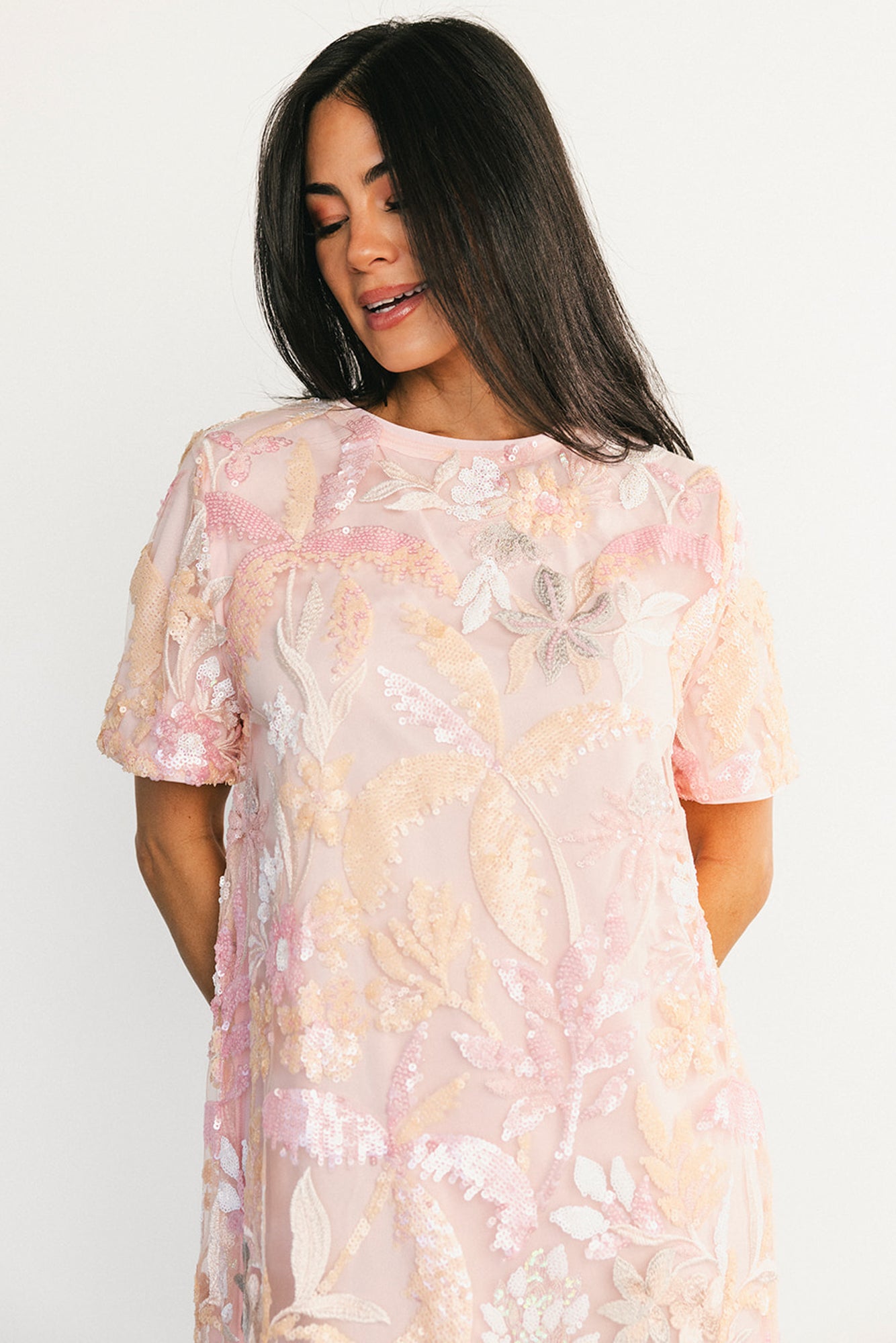 Patricia Sequin Short Dress | Blush