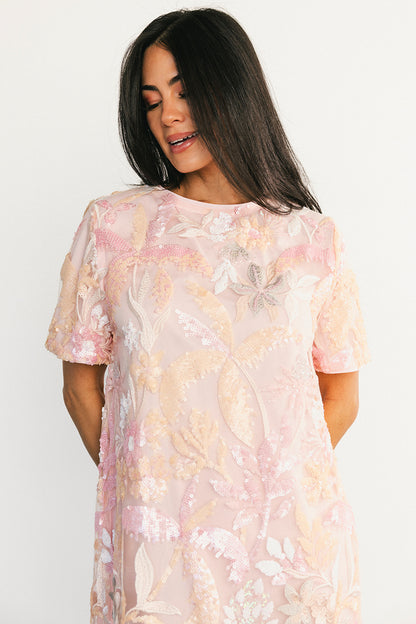 Patricia Sequin Short Dress | Blush