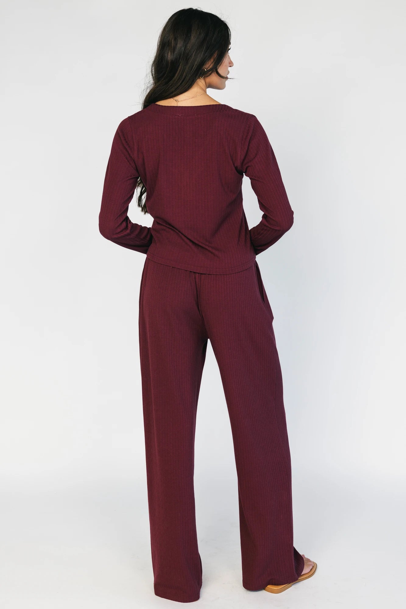 Rubi Soft Ribbed Pajama Set | Burgundy
