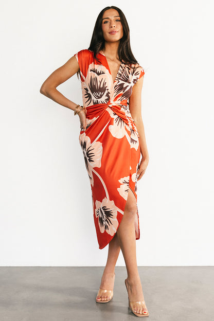Cascada Twist Midi Dress | Sunset Floral
