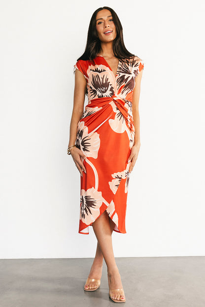 Cascada Twist Midi Dress | Sunset Floral