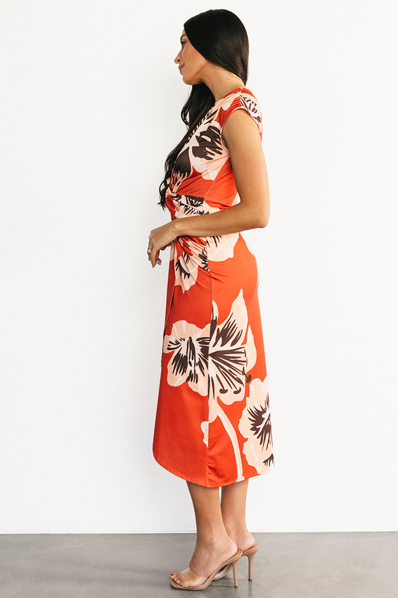 Cascada Twist Midi Dress | Sunset Floral
