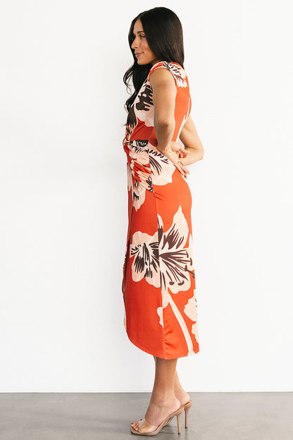 Cascada Twist Midi Dress | Sunset Floral