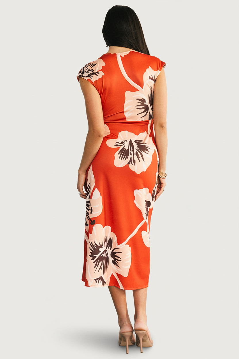 Cascada Twist Midi Dress | Sunset Floral