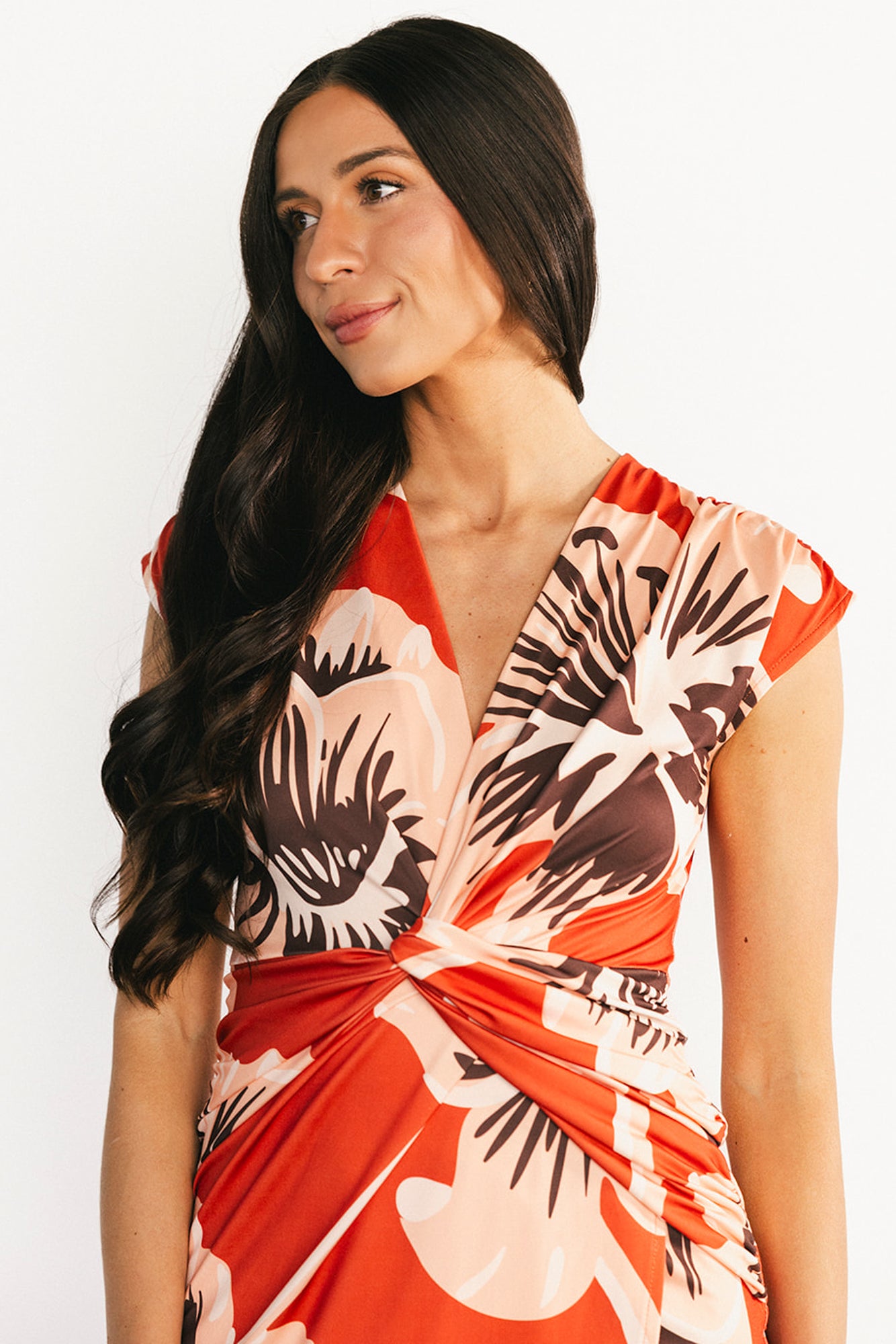 Cascada Twist Midi Dress | Sunset Floral