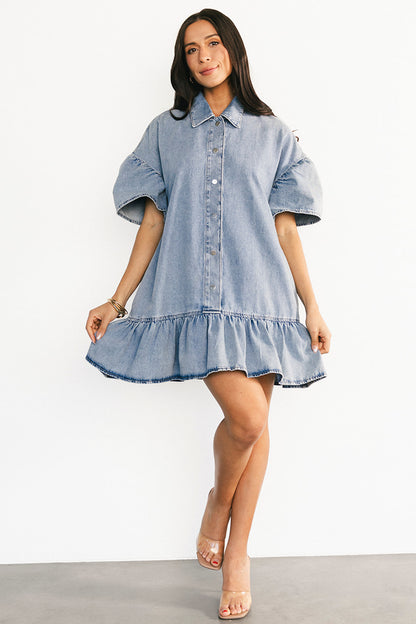 Laguna Short Dress | Light Wash
