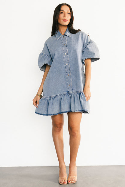 Laguna Short Dress | Light Wash