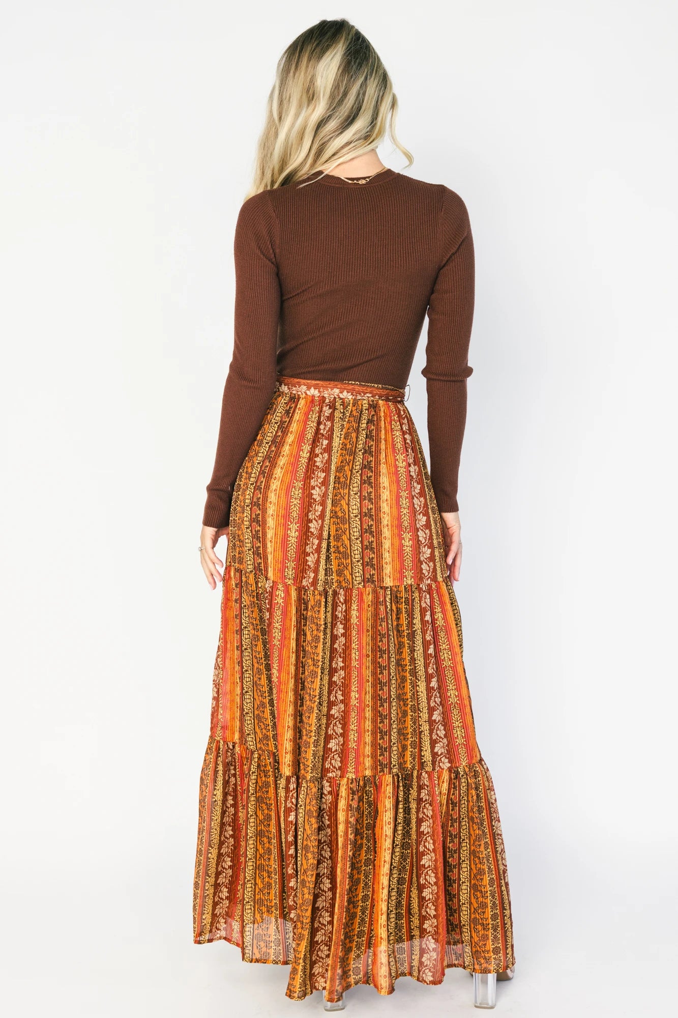 Emryn Sweater Dress | Brown + Rust Print
