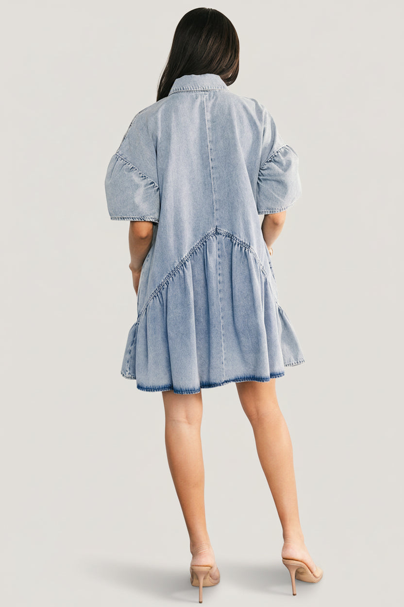 Laguna Short Dress | Light Wash