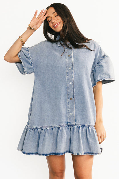 Laguna Short Dress | Light Wash