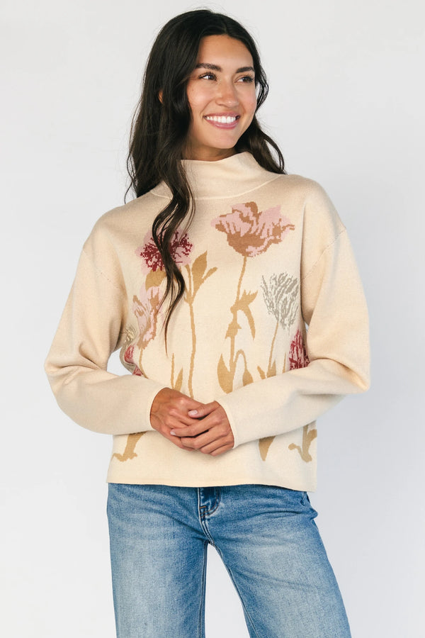 Marlowe Flower Sweater | Natural