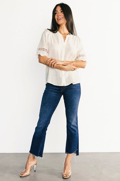 Alba Button Up Top | Ivory