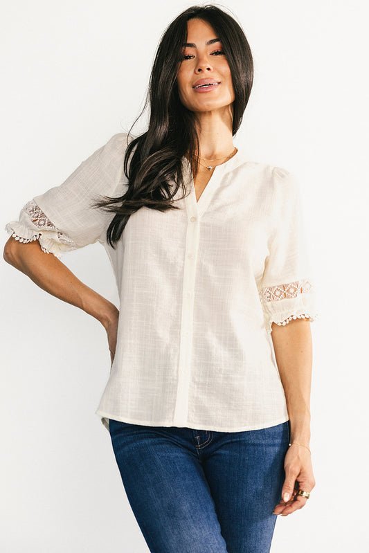 Alba Button Up Top | Ivory