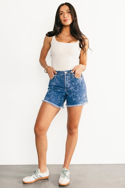 Vida High Rise Jean Shorts | Medium Floral Wash