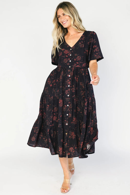 Annelise Midi Dress | Deep Plum Floral