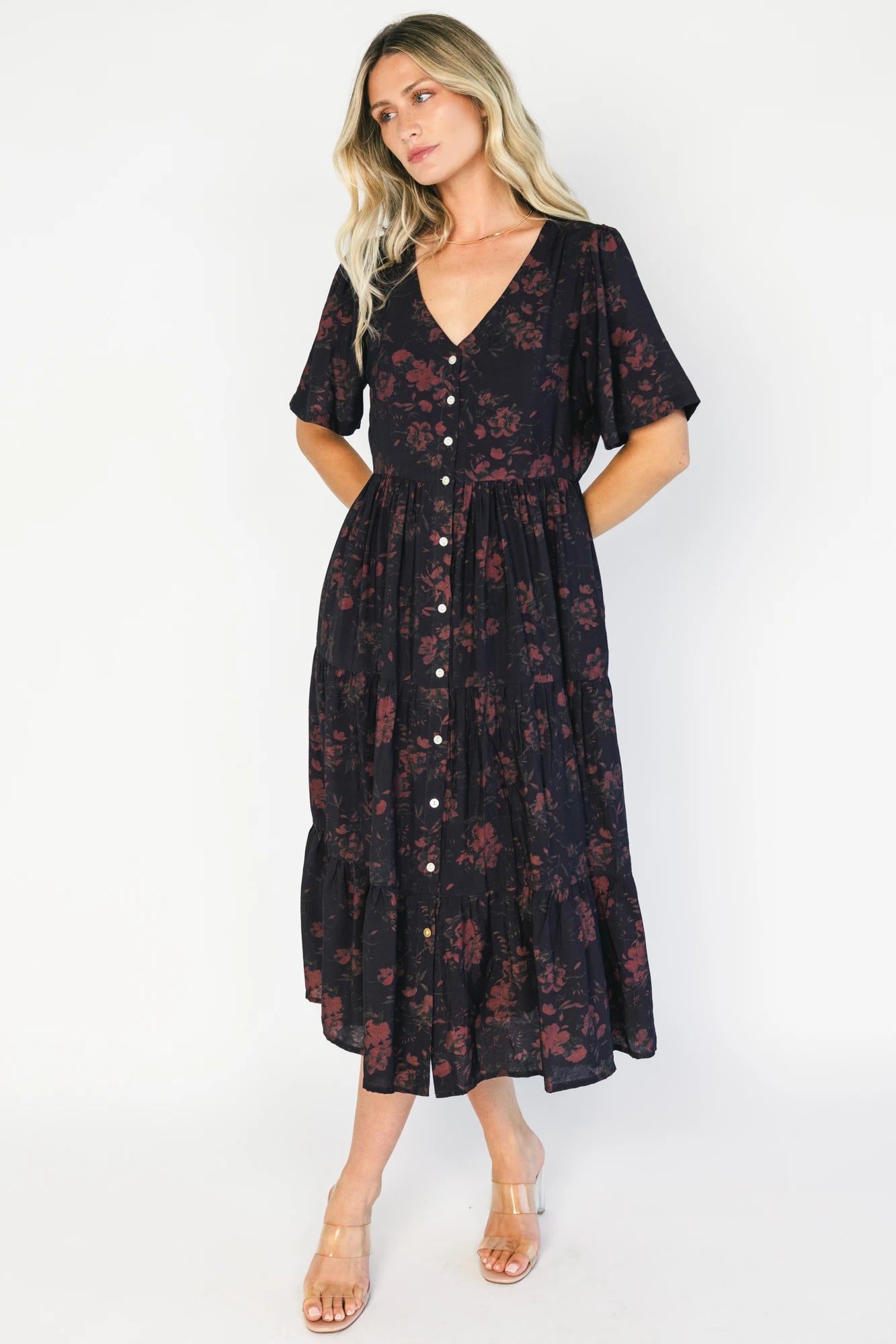 Annelise Midi Dress | Deep Plum Floral