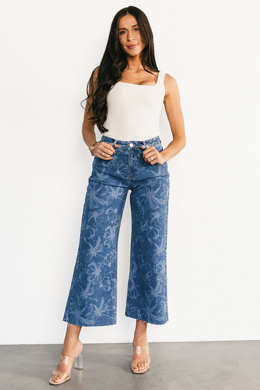 Cádiz Mid Rise Relaxed Jeans | Medium Floral Wash