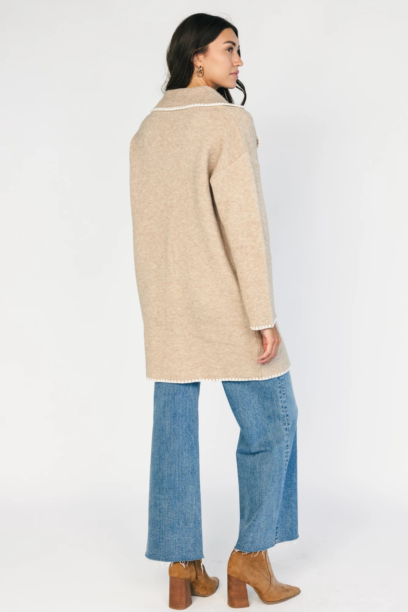 Beatrice Button Cardigan | Taupe