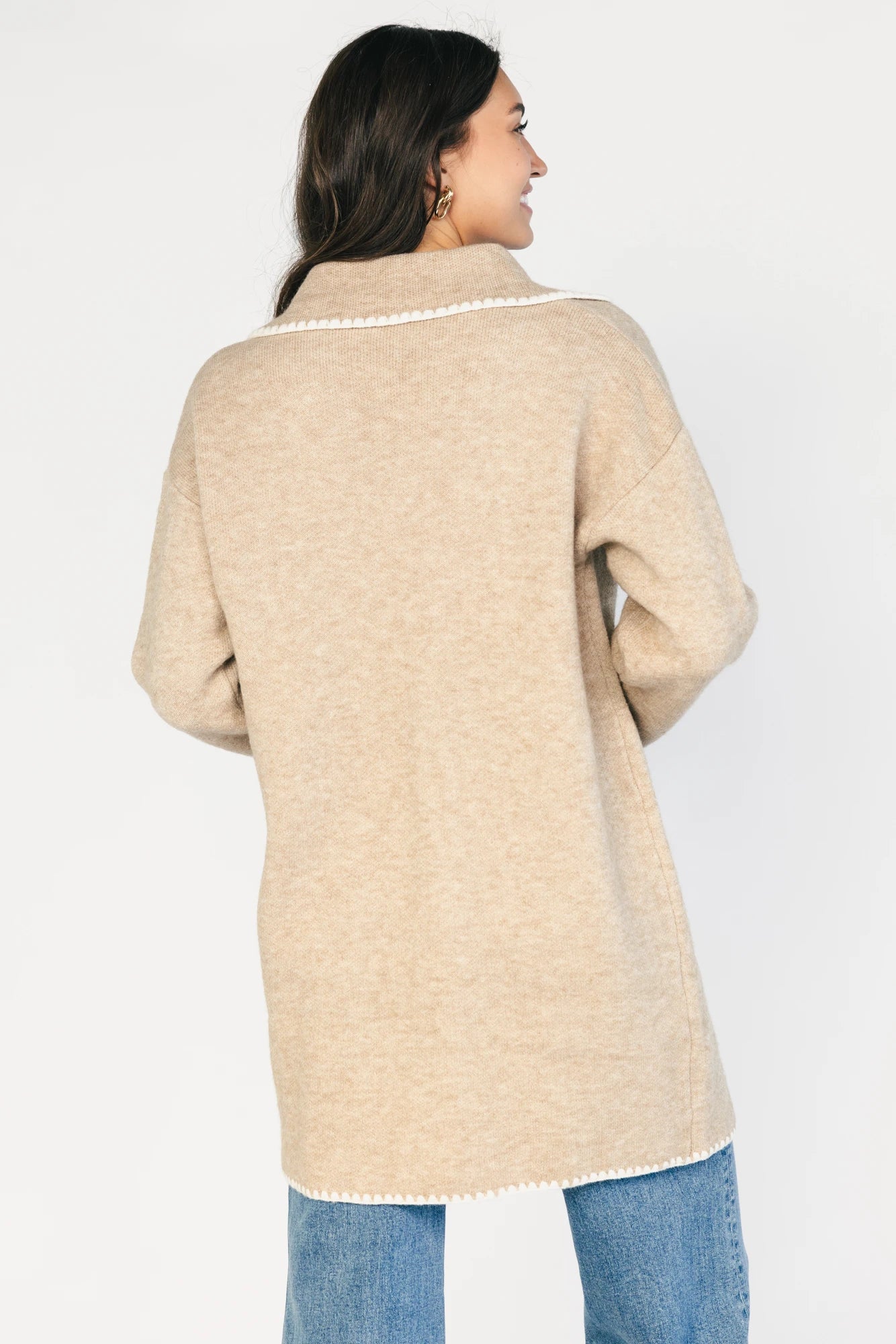 Beatrice Button Cardigan | Taupe