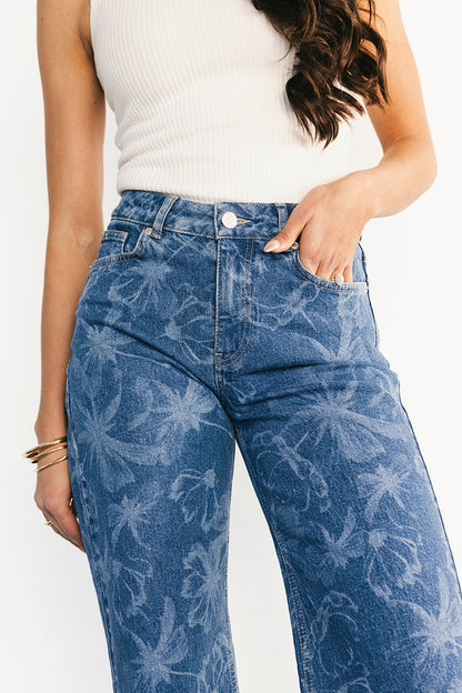 Cádiz Mid Rise Relaxed Jeans | Medium Floral Wash