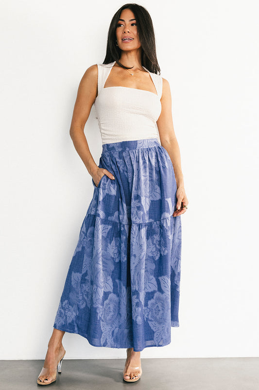 Alejandra Midi Skirt | Blue Floral