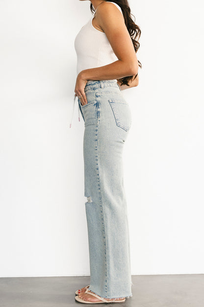 Ronda Mid Rise Ripped Jeans | Light Wash