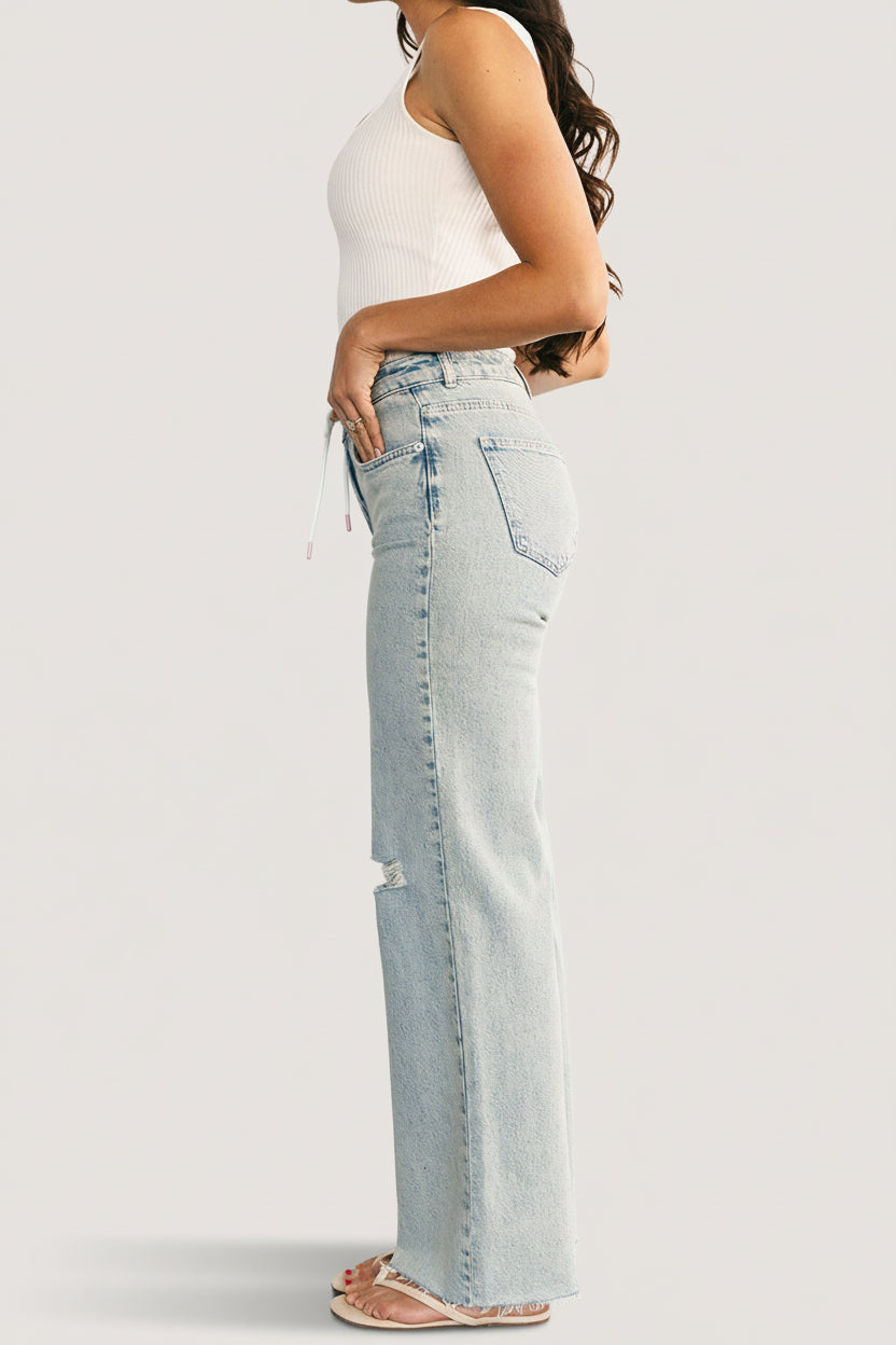 Ronda Mid Rise Ripped Jeans | Light Wash