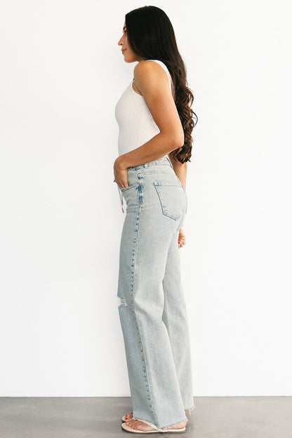 Ronda Mid Rise Ripped Jeans | Light Wash